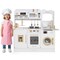 Kids Play Kitchen Wooden Pretend Cooking Set with Lights Sounds Accessories